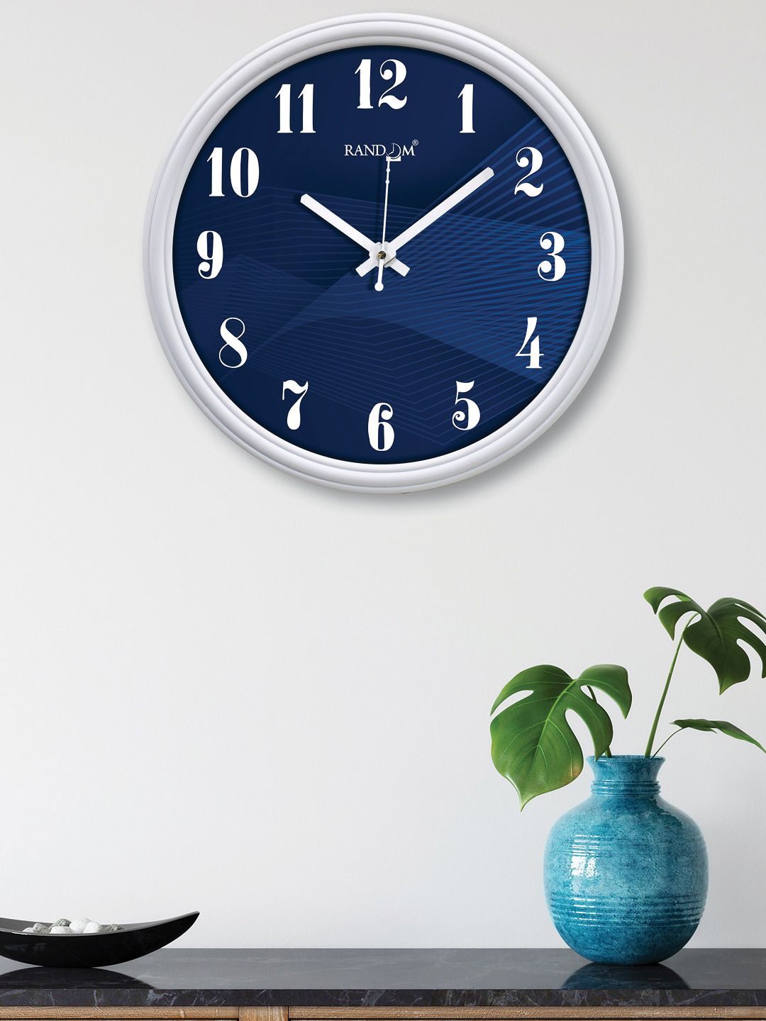 RANDOM Navy Blue Printed Contemporary Wall Clock Price in India