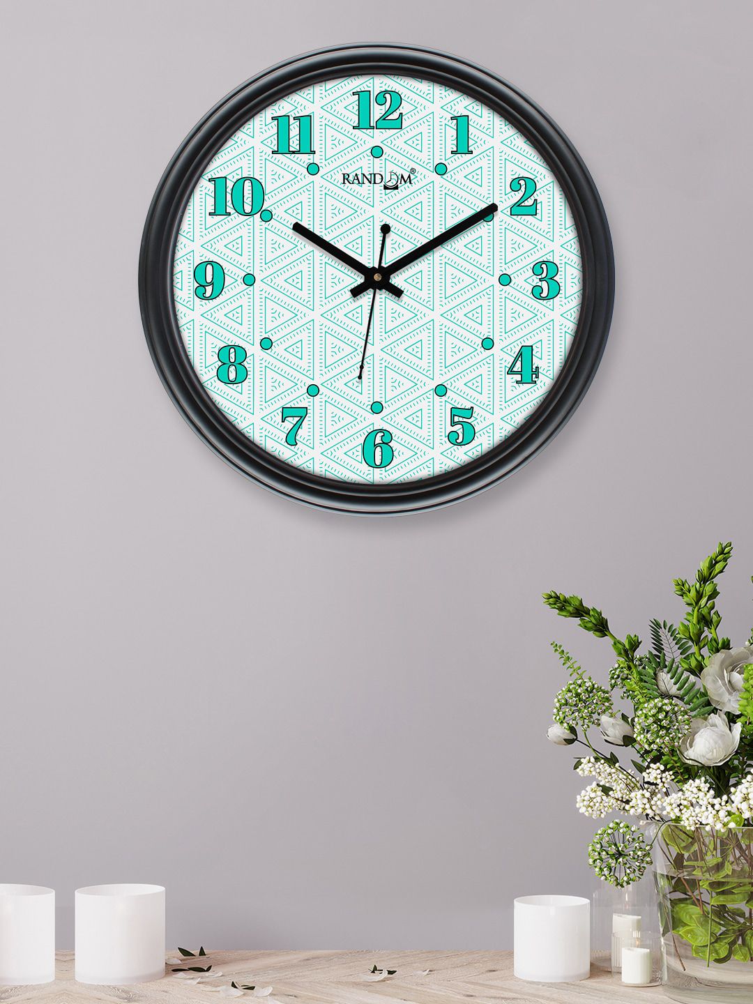 RANDOM Green & Black Printed Contemporary Wall Clock Price in India