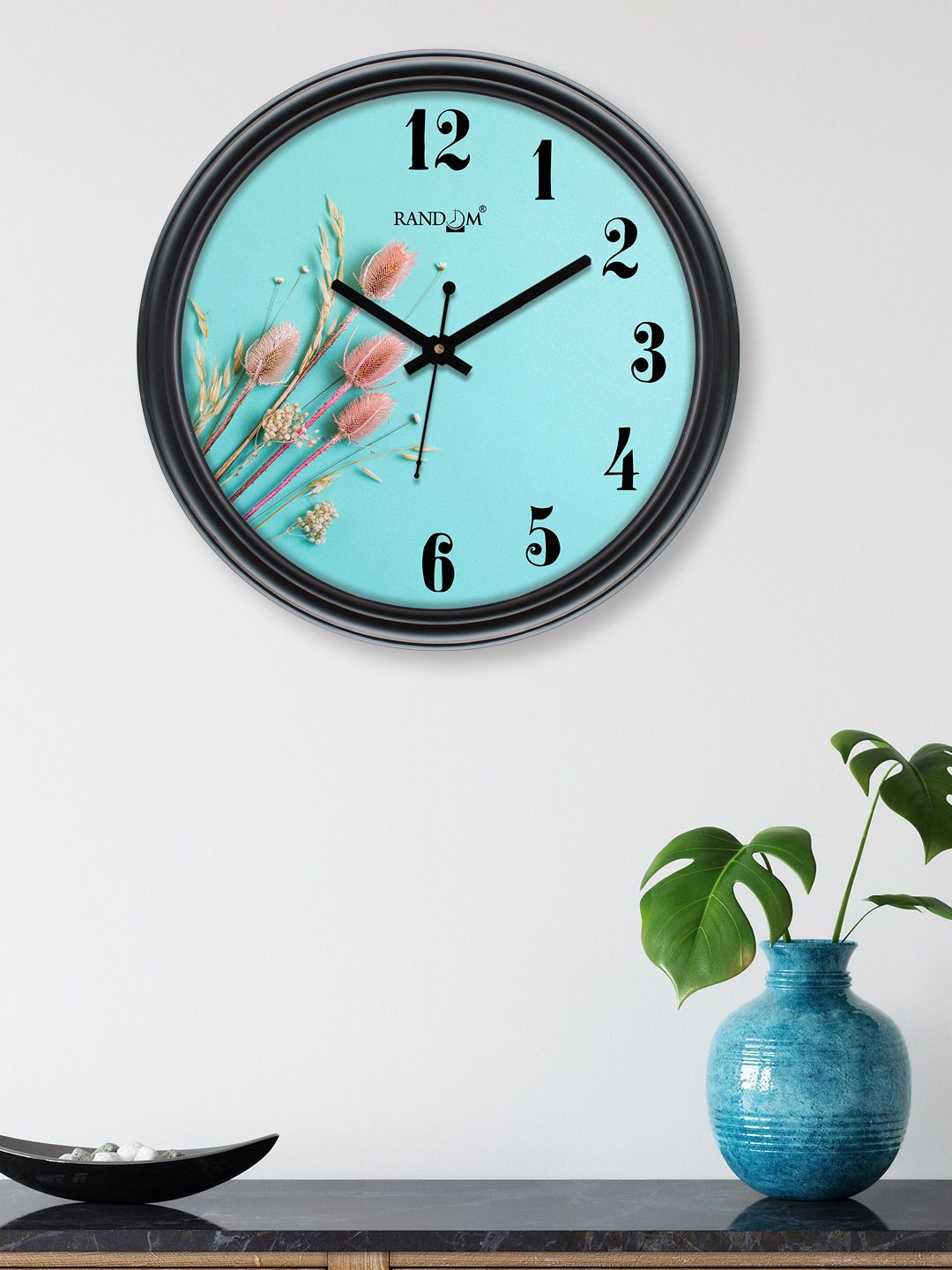 RANDOM Black & Blue Printed Contemporary Wall Clock Price in India