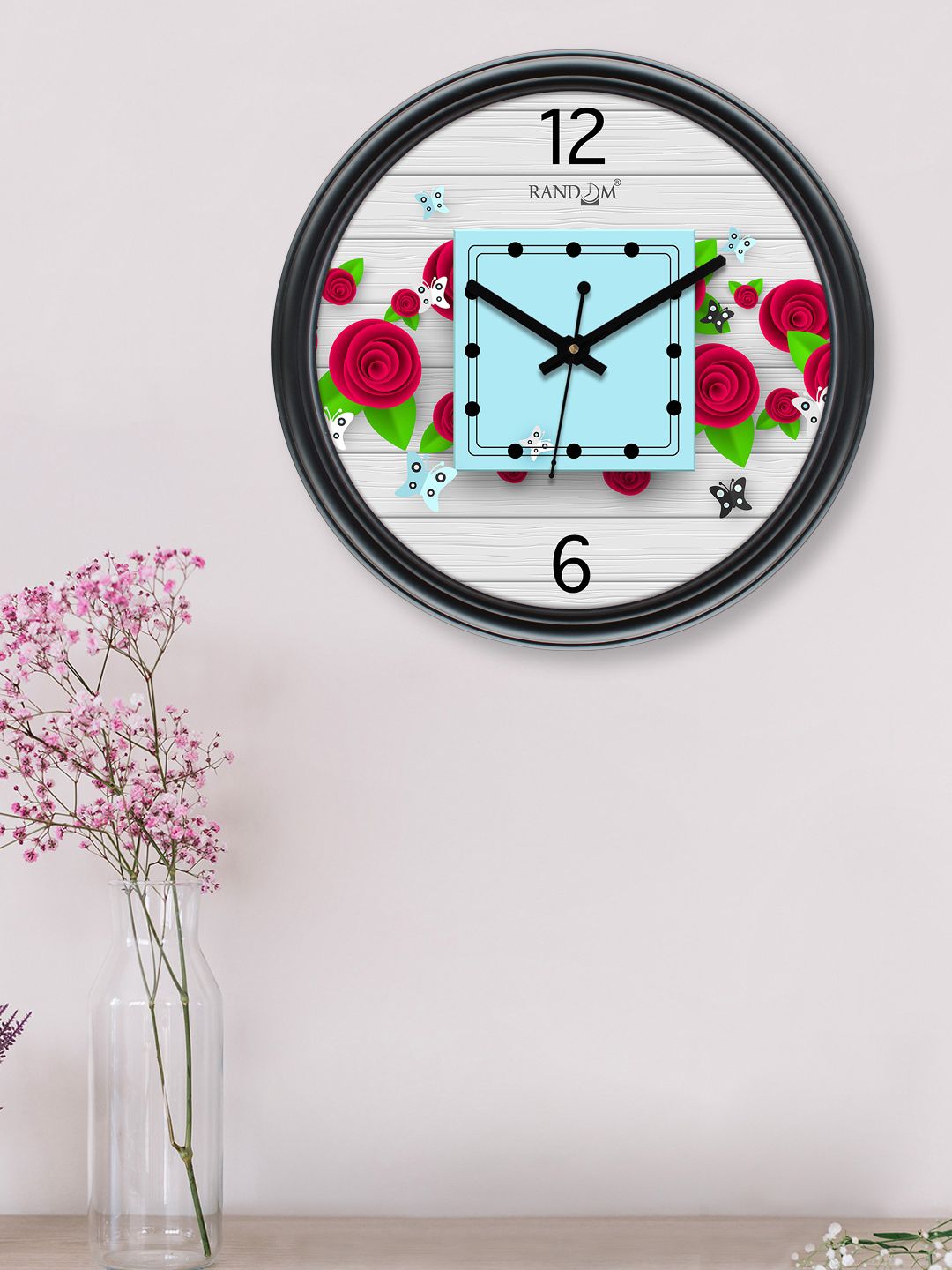 RANDOM Grey & Blue Printed Contemporary Wall Clock Price in India