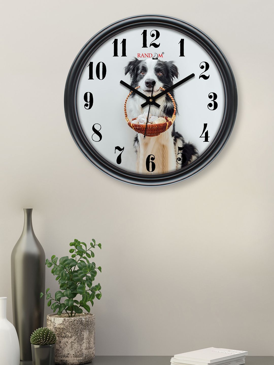 RANDOM Black & White Printed Contemporary Wall Clock Price in India