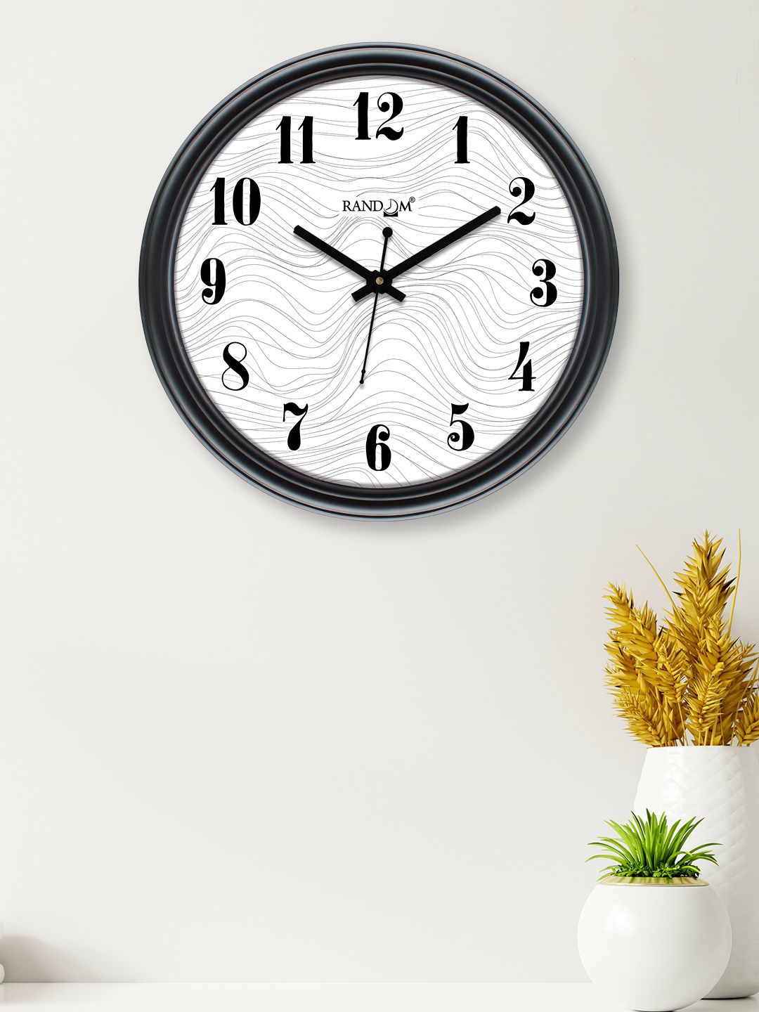 RANDOM Black & White Printed Contemporary Wall Clock Price in India