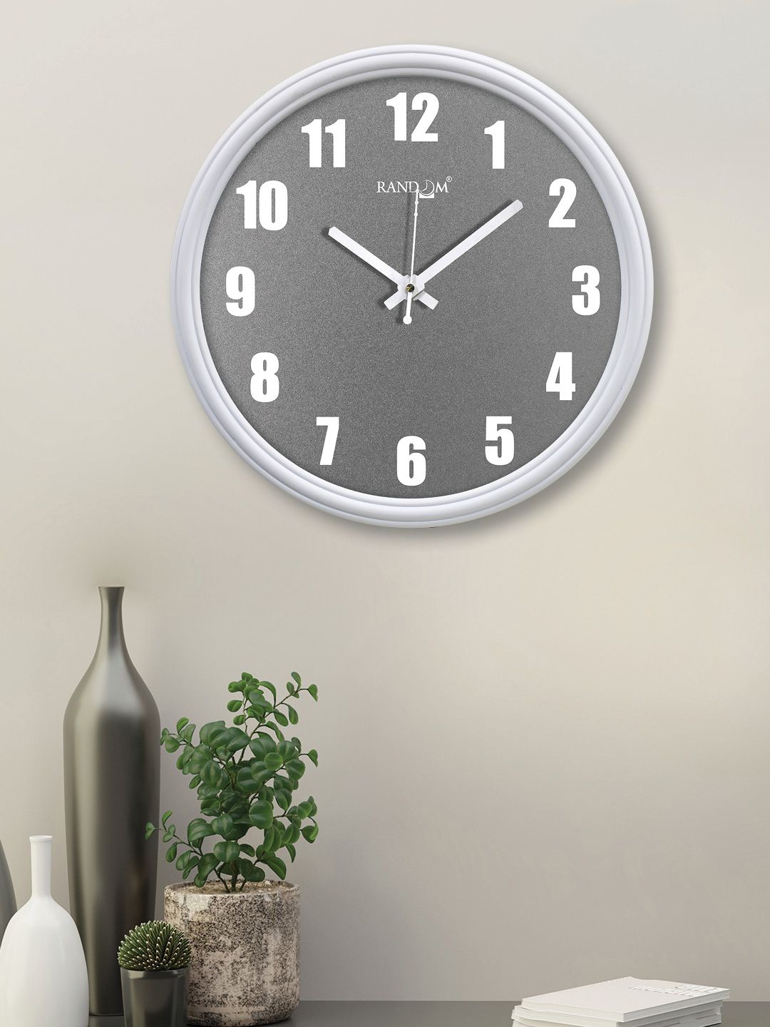RANDOM White & Grey Contemporary Wall Clock Price in India