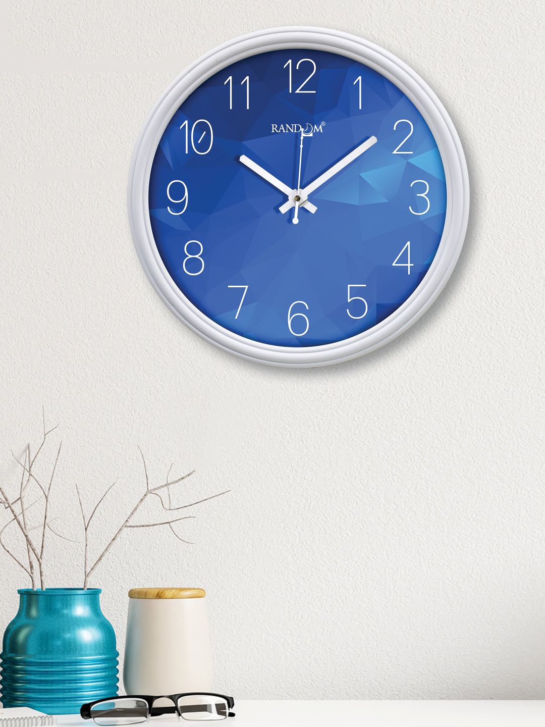 RANDOM Blue & White Contemporary 30.48 cm Wall Clock Price in India