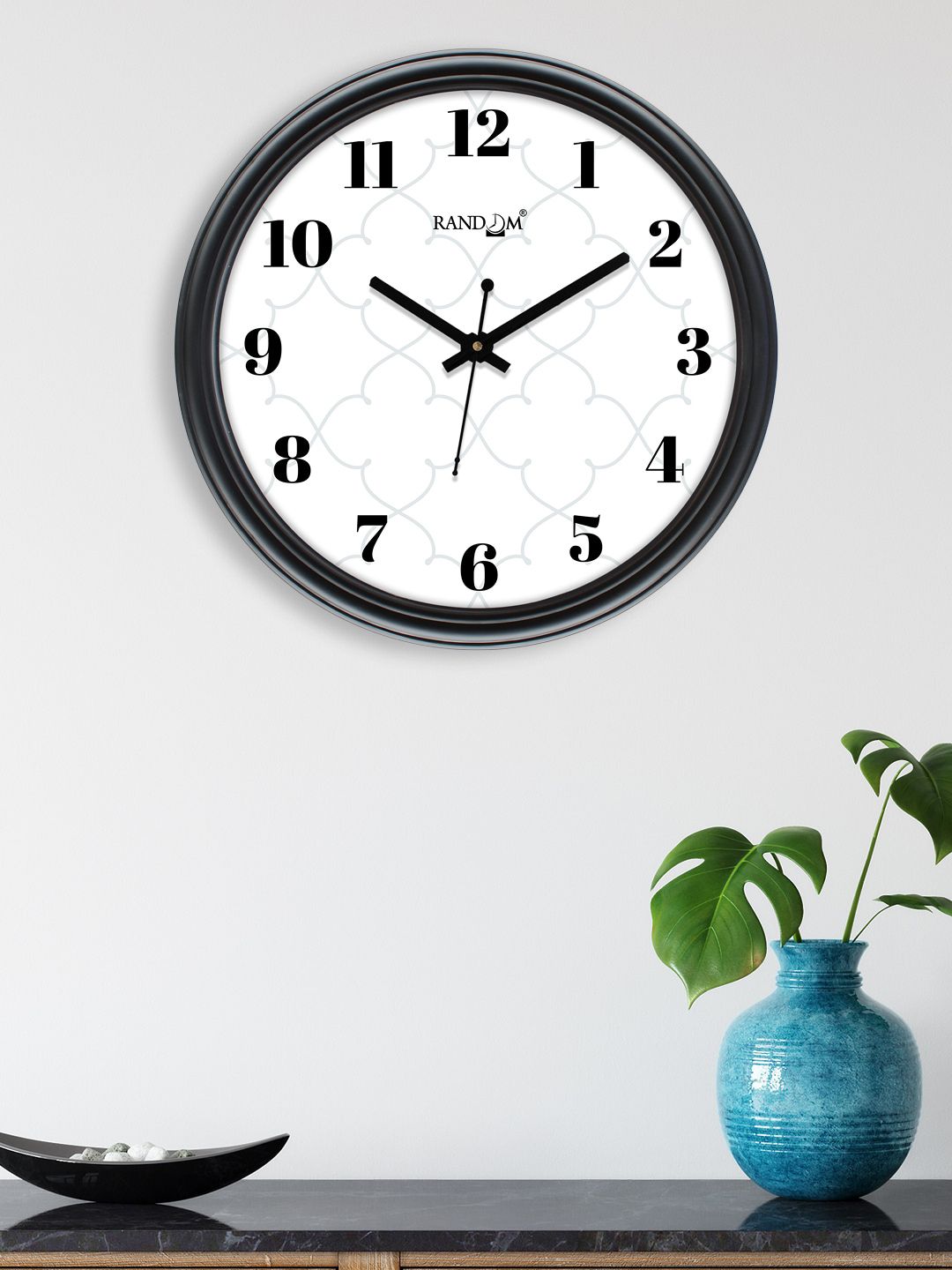 RANDOM White & Black Printed Contemporary 30.48 cm Wall Clock Price in India