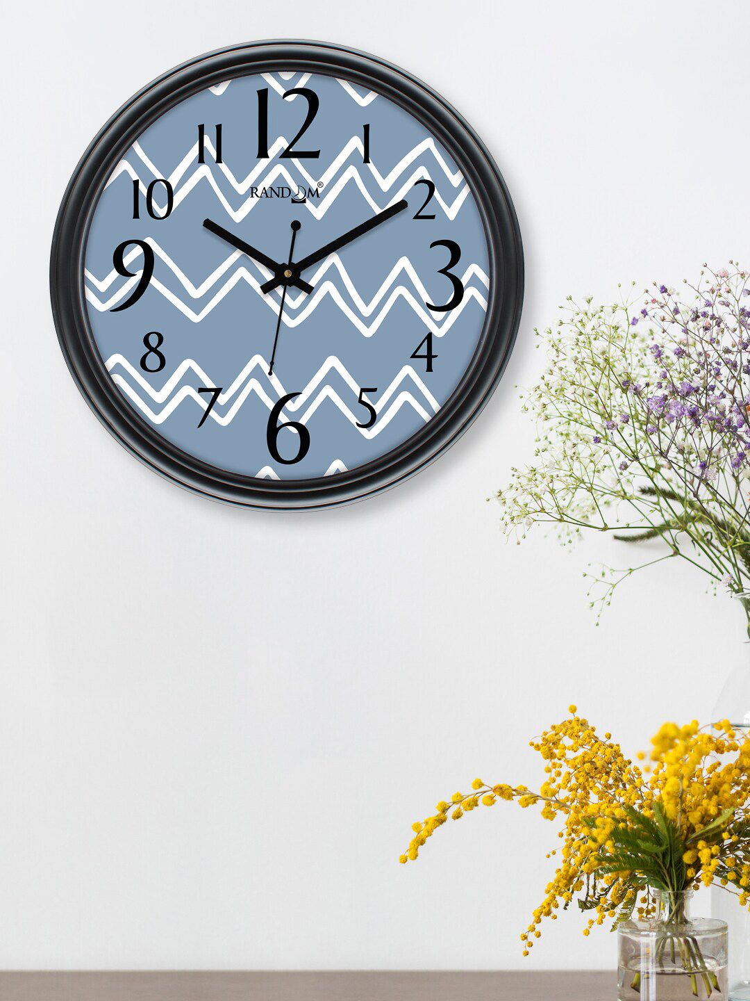 RANDOM Grey & White Printed Contemporary 30.48 cm Wall Clock Price in India