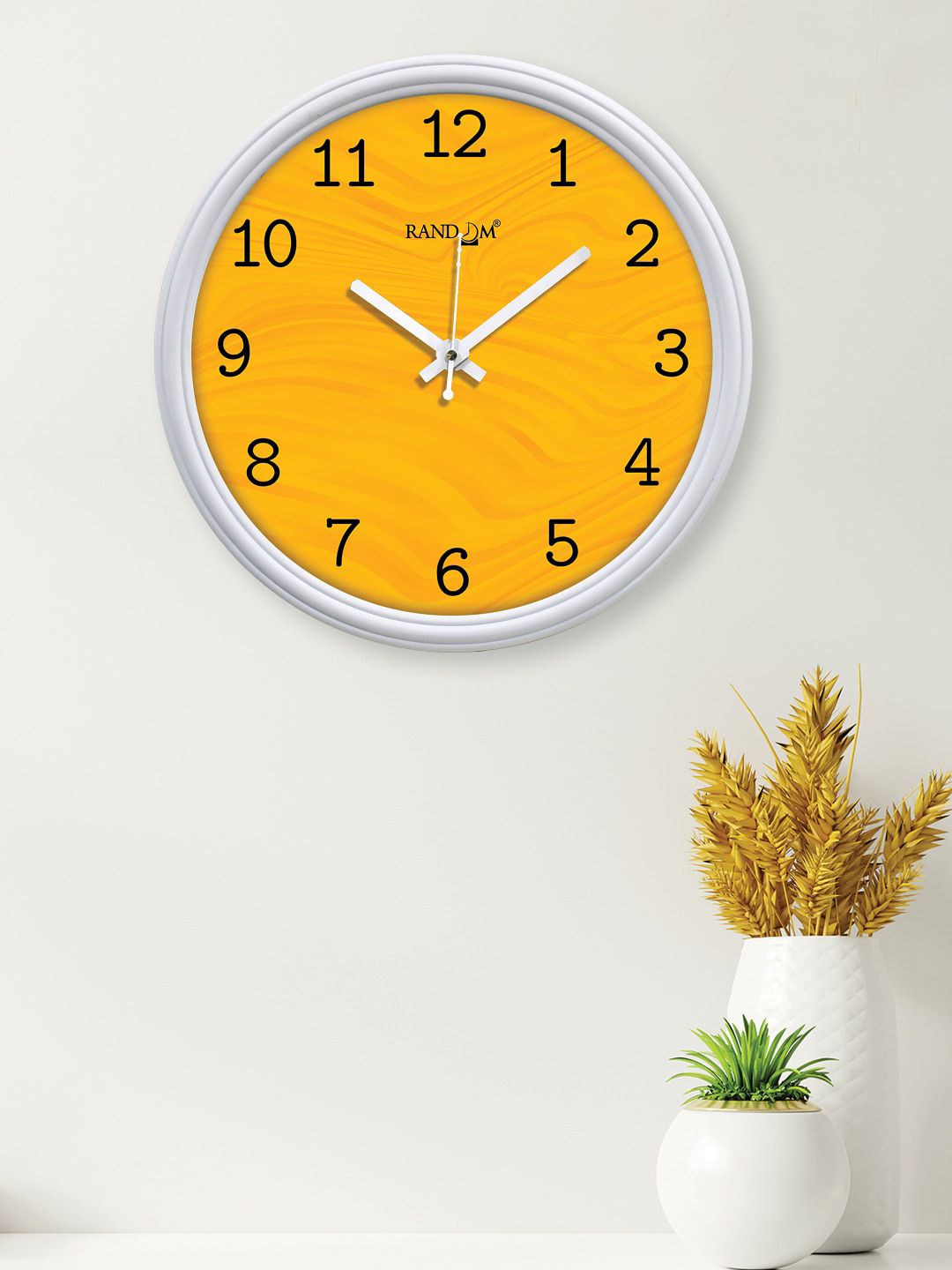 RANDOM Yellow Printed Contemporary Wall Clock 30 cm Price in India