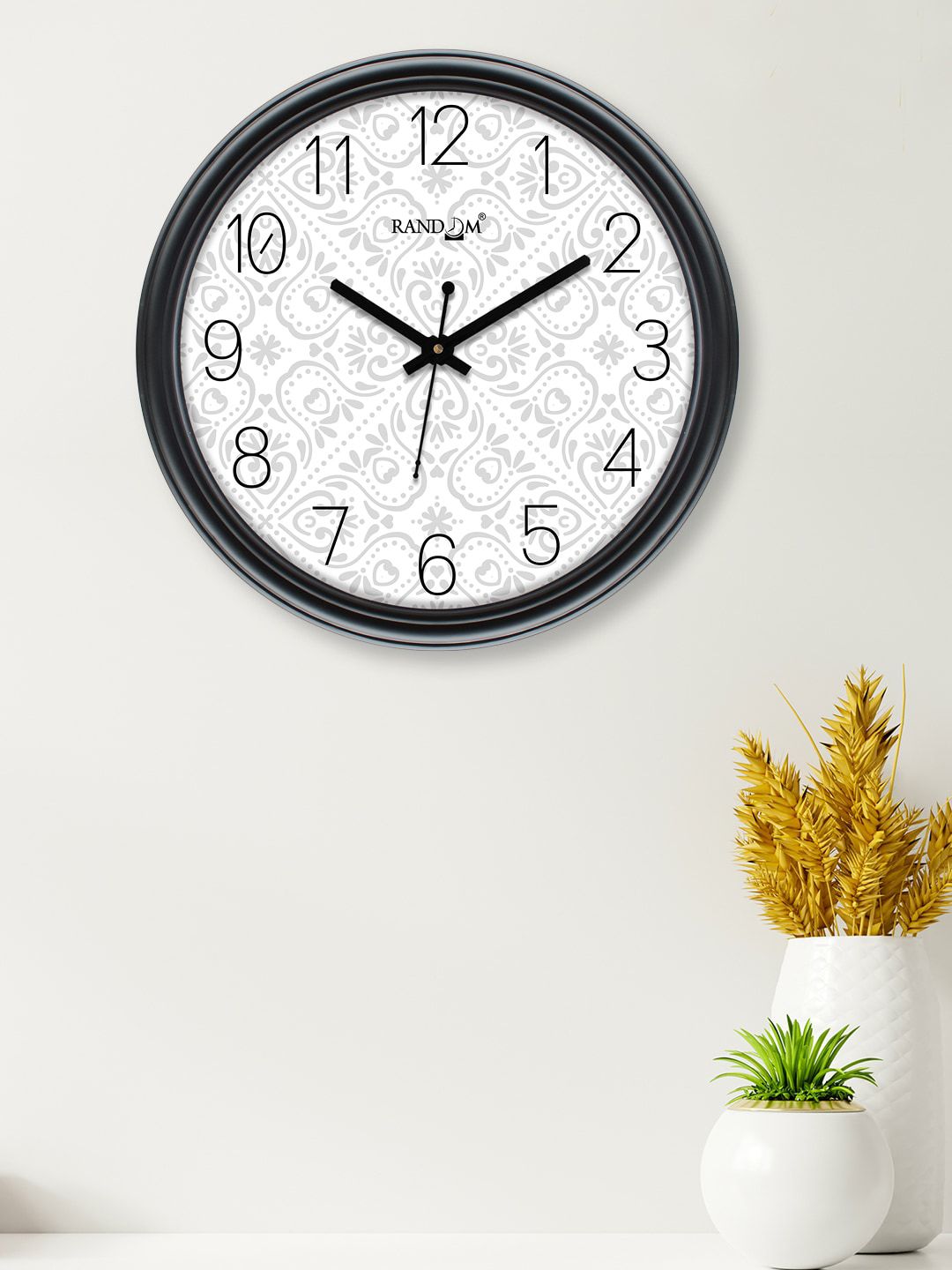 RANDOM Black & White Printed Contemporary Wall Clock Price in India