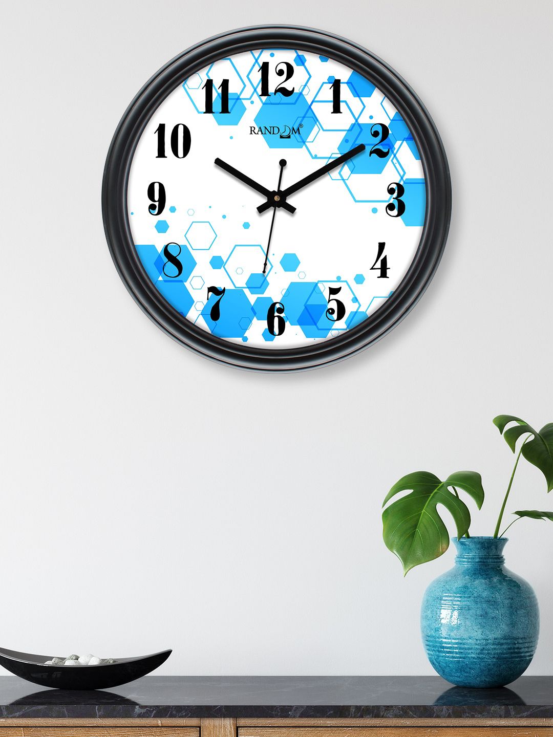 RANDOM White & Blue Printed Contemporary Wall Clock Price in India