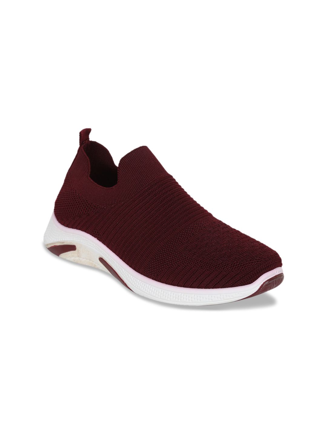WOMENS BERRY Women Maroon Woven Design Slip-On Sneakers Price in India