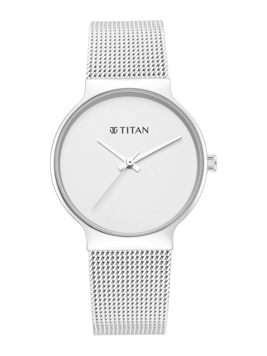 Titan Women Silver-Toned Bracelet Style Straps Analogue Watch 95141SM01-Silver Price in India
