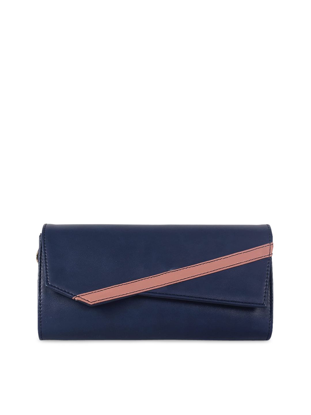 THE CLOWNFISH Women Navy Blue & Brown Synthetic Leather Two Fold Wallet Price in India