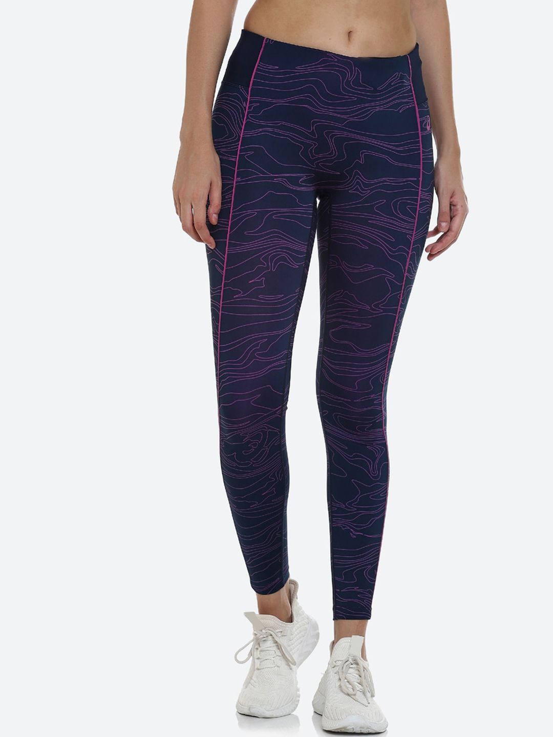 ASICS Women Blue & Purple Printed Piping GPX Tights Price in India