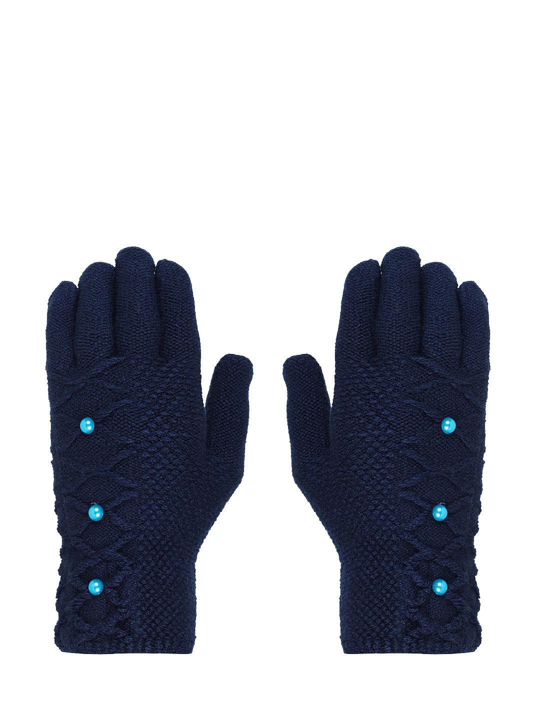 FabSeasons Women Navy Blue Self-Design Gloves Price in India