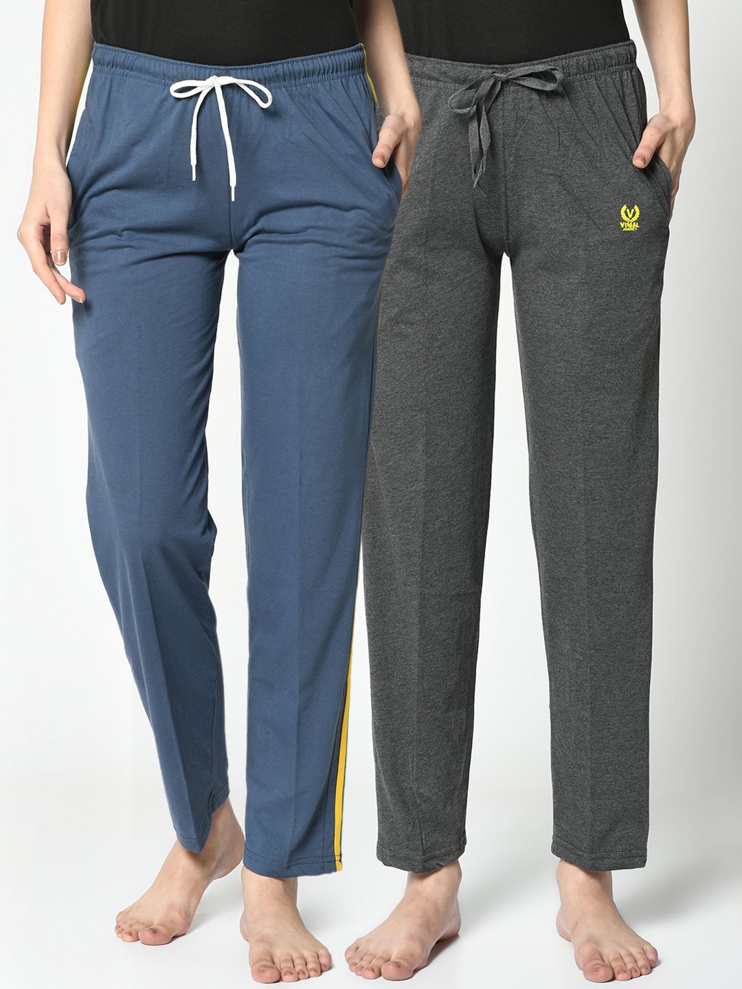 VIMAL JONNEY Women Pack Of 2 solid Lounge Pants Price in India