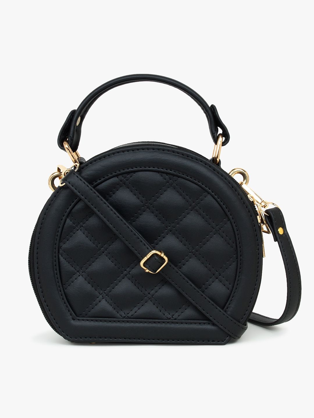 LEGAL BRIBE Black Textured PU Structured Sling Bag with Quilted Price in India