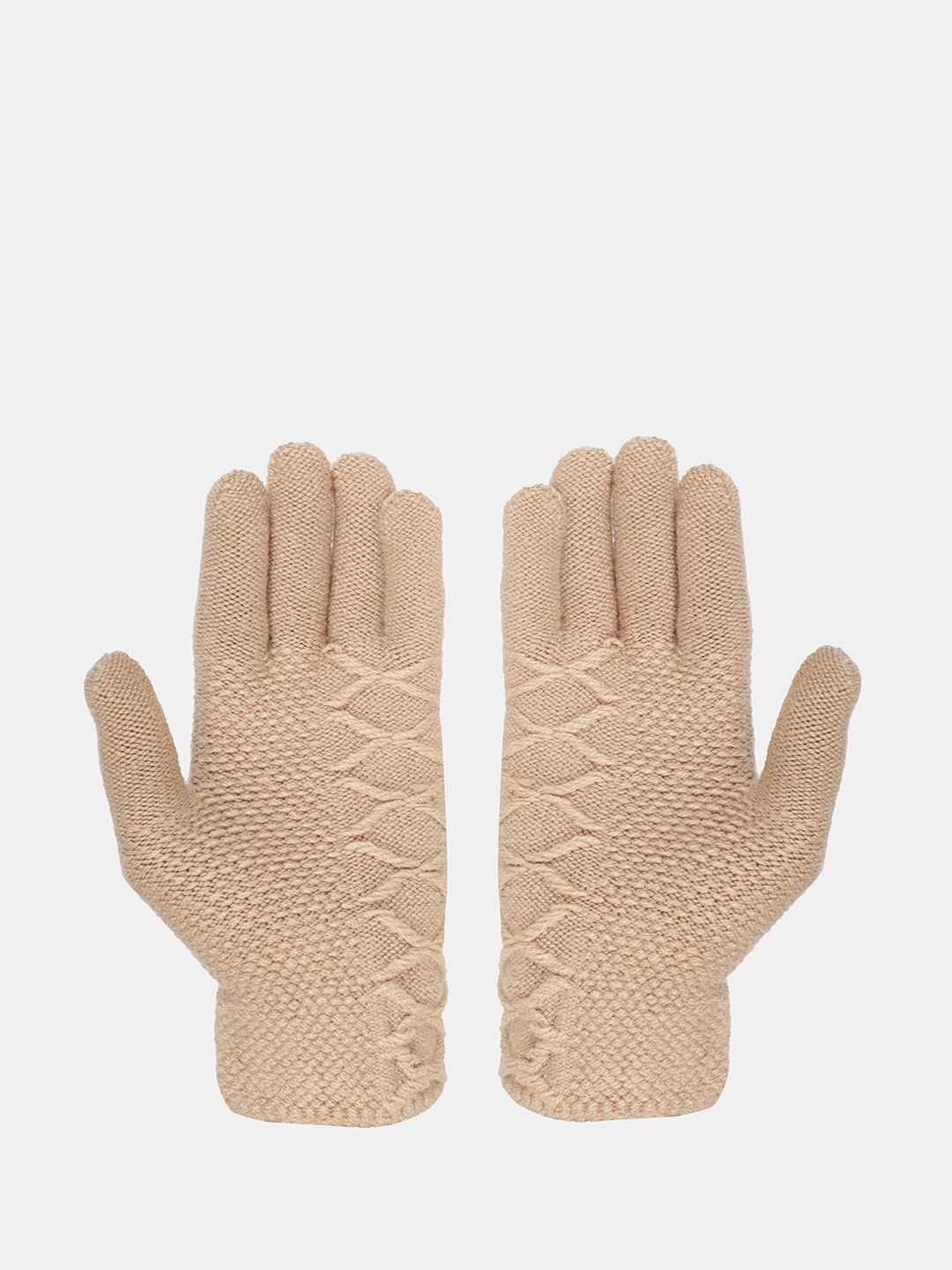 FabSeasons Unisex Brown Acrylic Woolen Winter Gloves Price in India