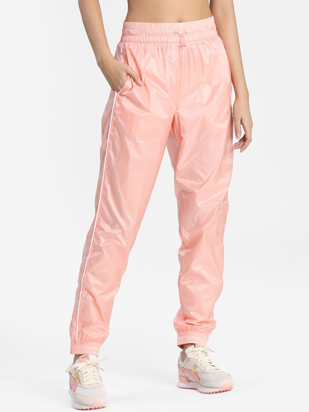 Puma Women Peach-Coloured Solid Iconic T7 Regular Fit Joggers Price in India
