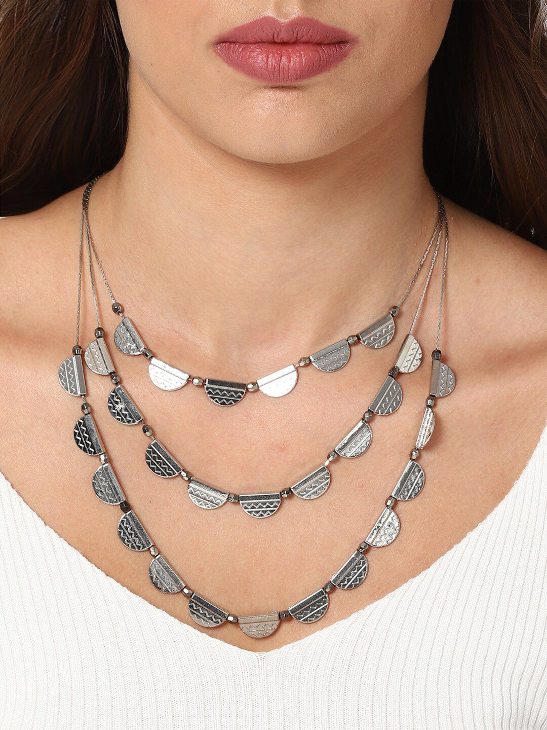 FOREVER 21 Silver-Toned Layered Necklace Price in India