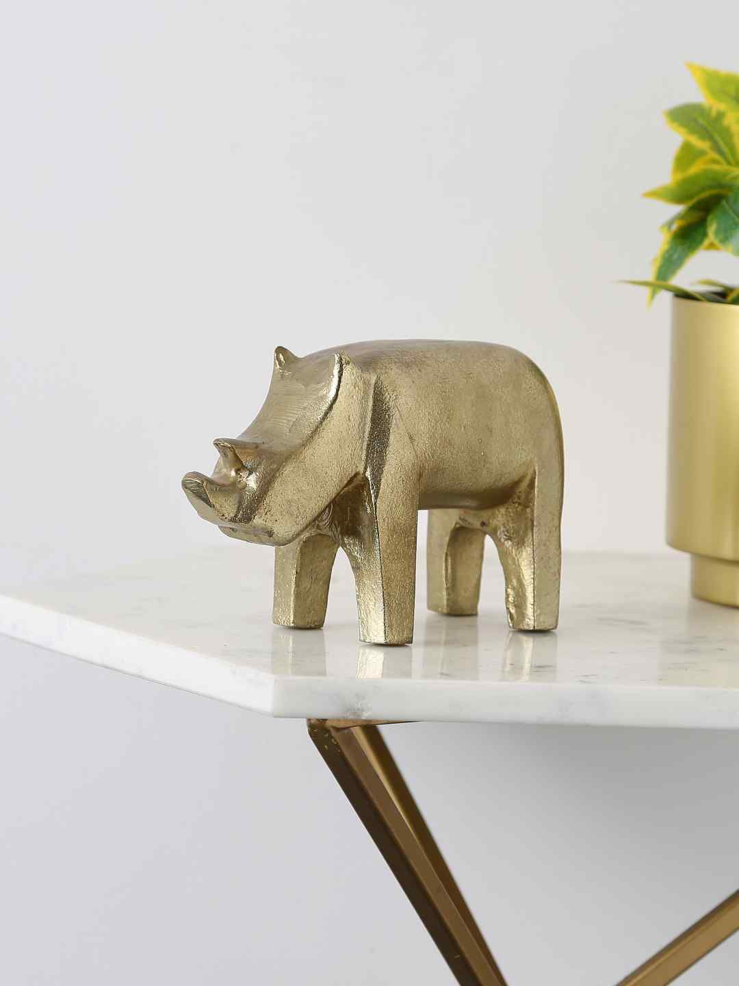 Amoliconcepts Gold-Toned Rhino Figurine Showpiece Price in India