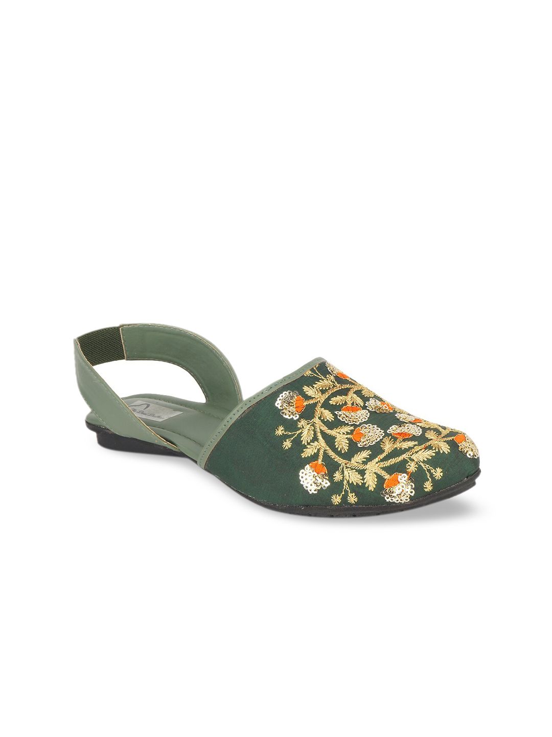 The Desi Dulhan Women Green Printed Ballerinas Flats