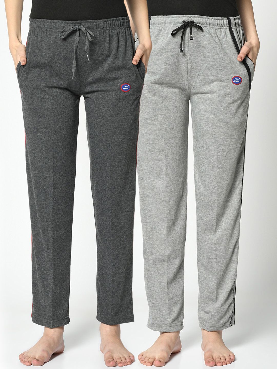 VIMAL JONNEY Women Pack Of 2 Grey Solid Lounge Pants Price in India