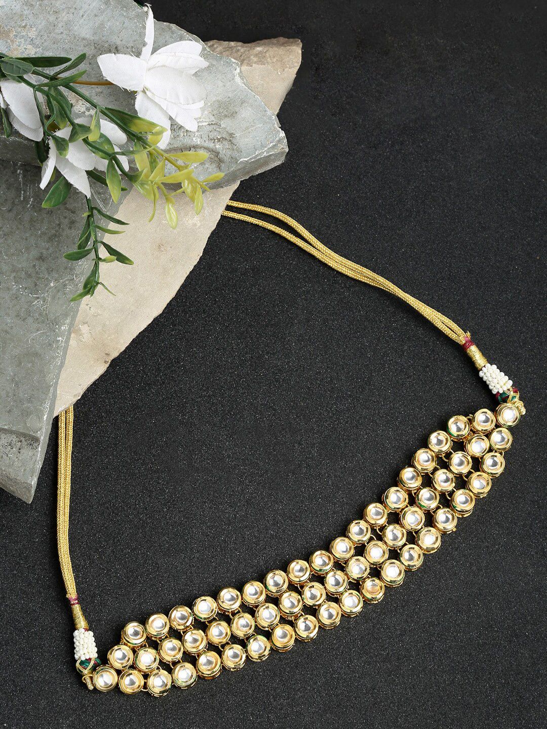 Ruby Raang Gold-Toned & White Gold-Plated Necklace Price in India