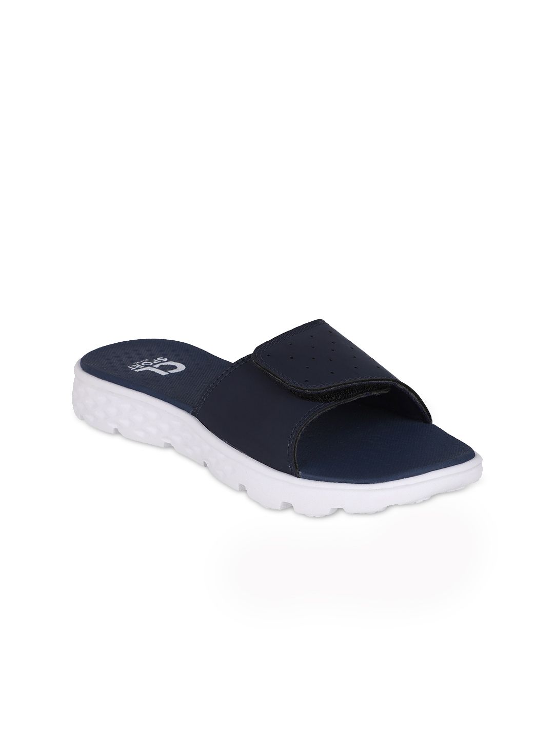 Carlton London sports Women Navy Blue & White Sliders Price in India