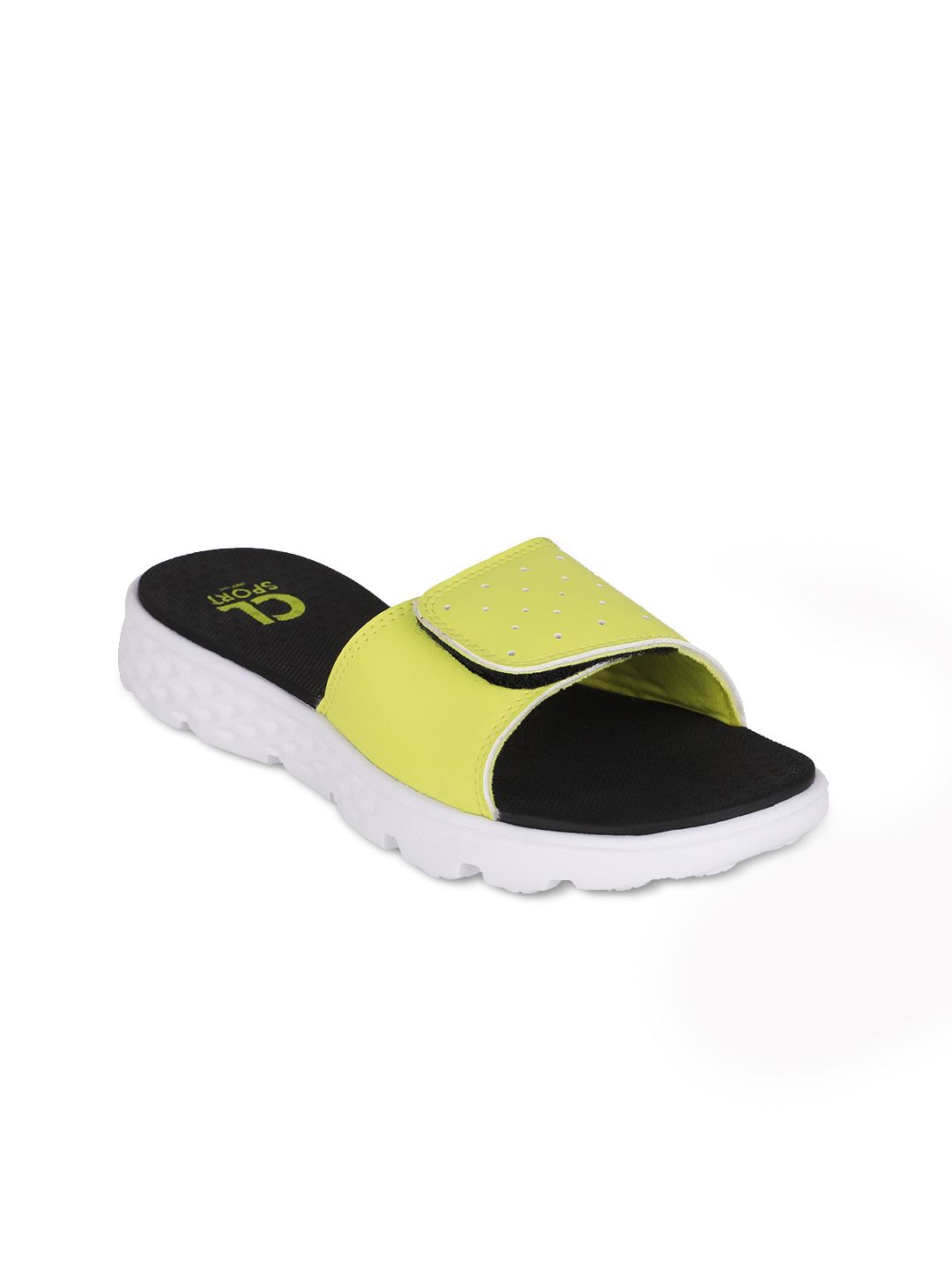 Carlton London sports Women Lime Green & Black Sliders Price in India