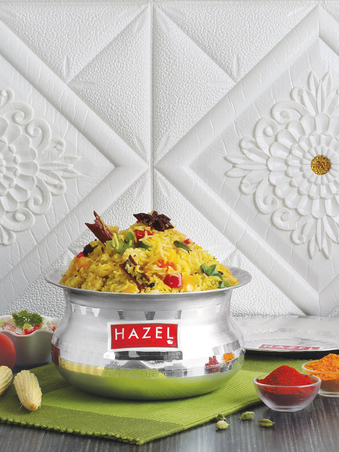 HAZEL Silver-Toned Solid Aluminium Handi With Lid 2600 ML Price in India