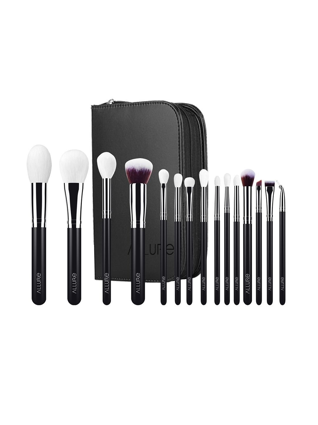 ALLURE Black Set of 15 Goat Hair Brushes Price in India