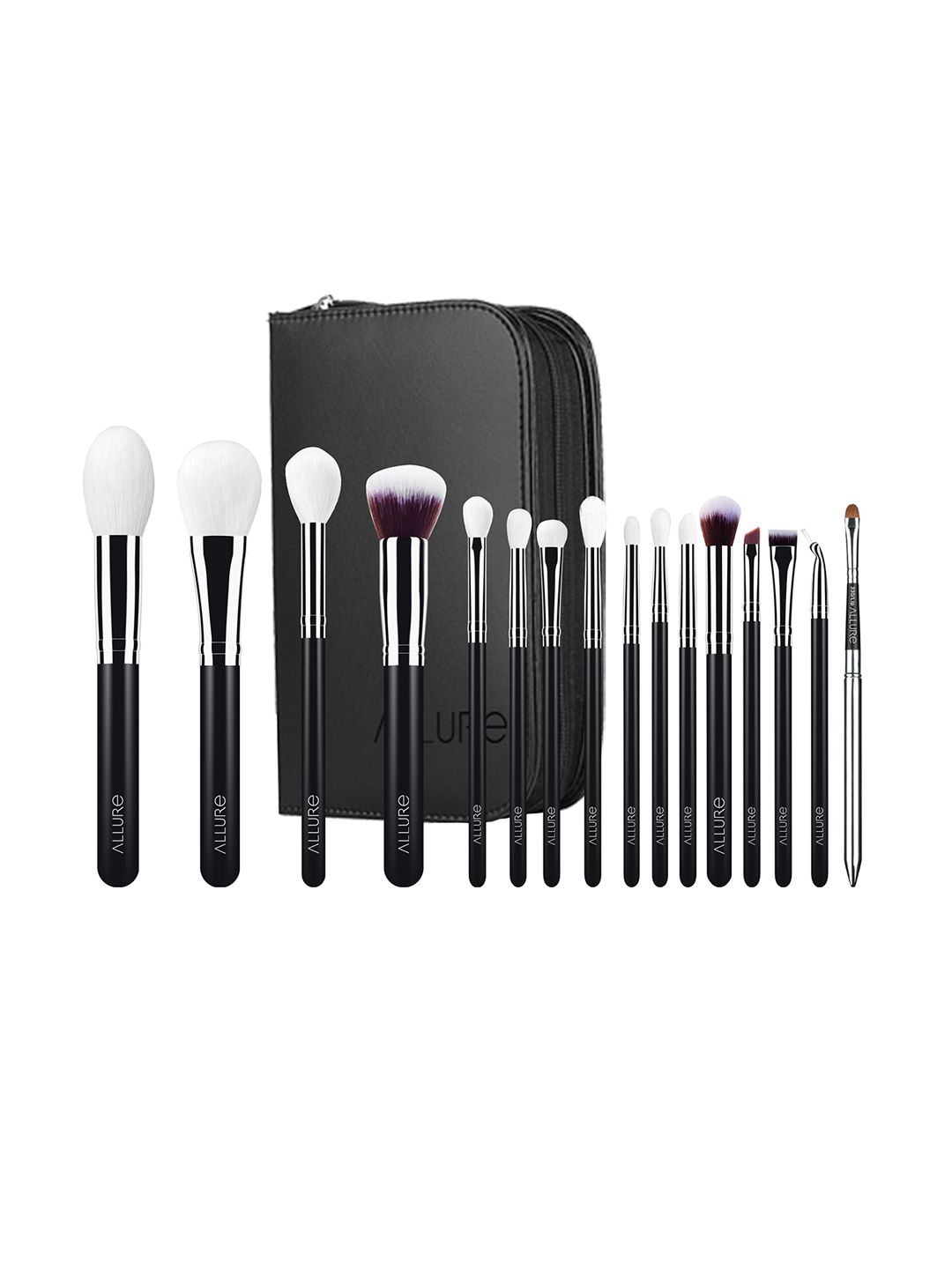 ALLURE Black Set of 16 Make Up Brushes Price in India