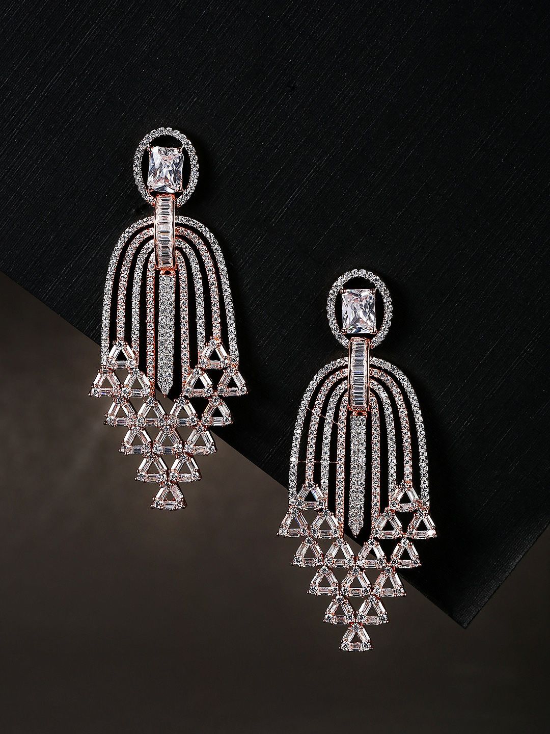 Priyaasi Rose Gold Contemporary Drop Earrings Price in India