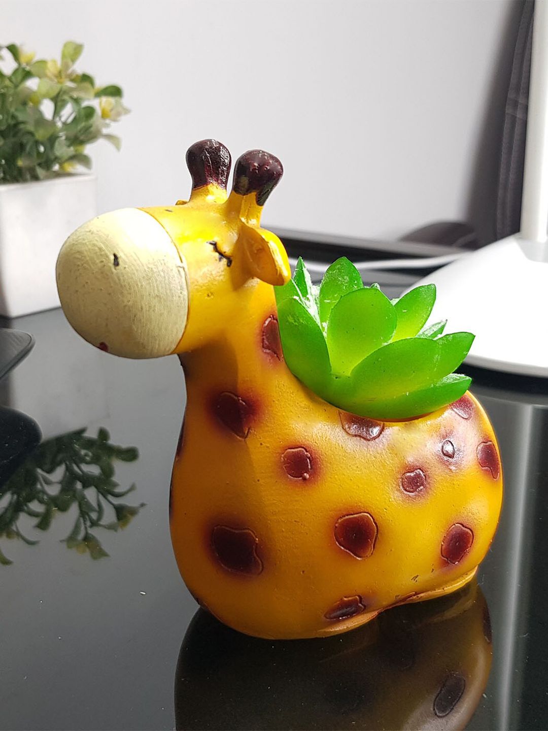 Wonderland Yellow Giraffe Shaped Resin Planter Price in India