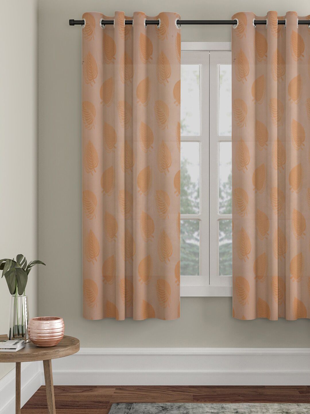 HOSTA HOMES Cream-Coloured & Beige Floral Window Curtain Price in India