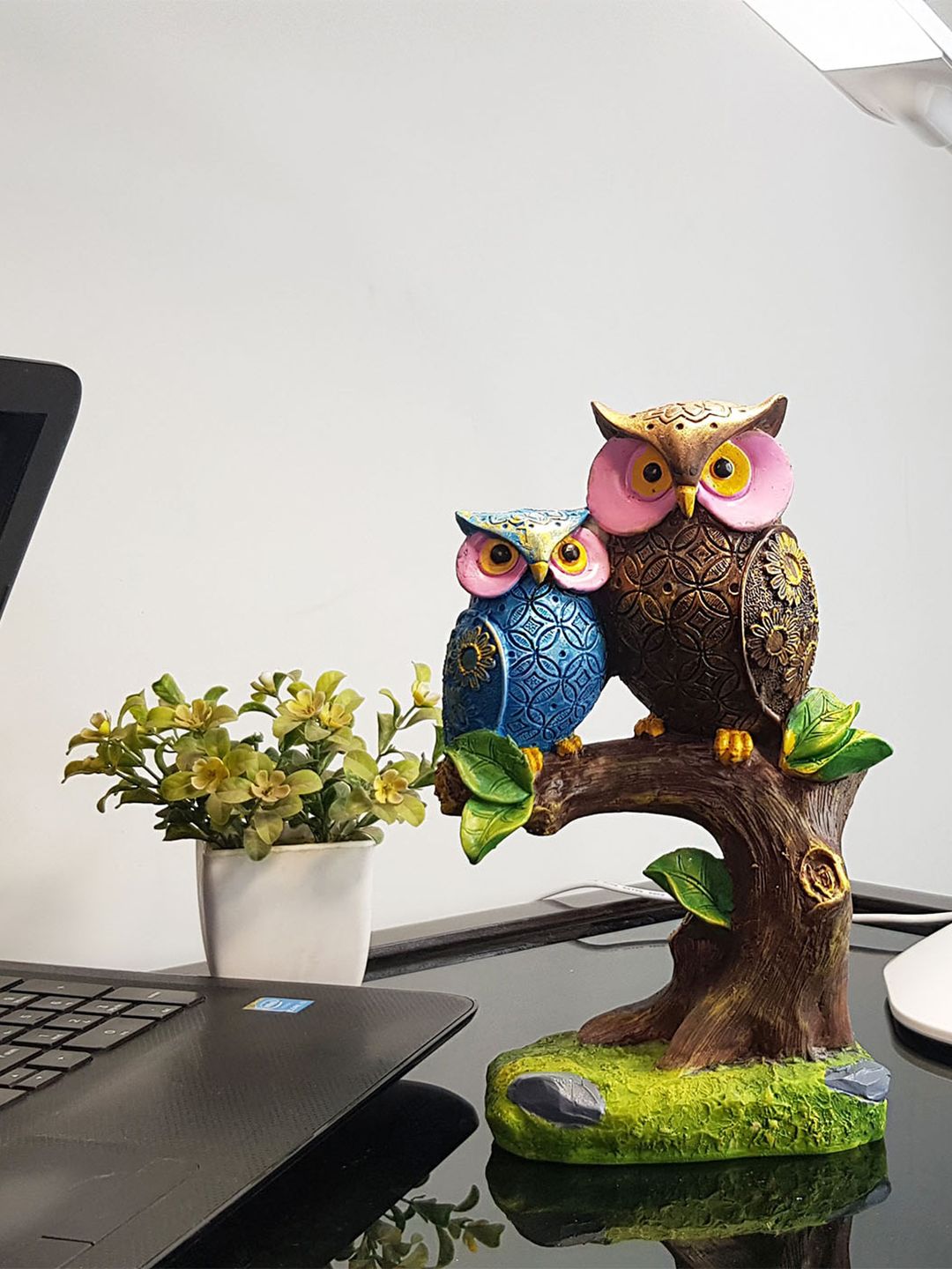 Wonderland Brown Two Owls on Tree Home & Garden Accessory Price in India