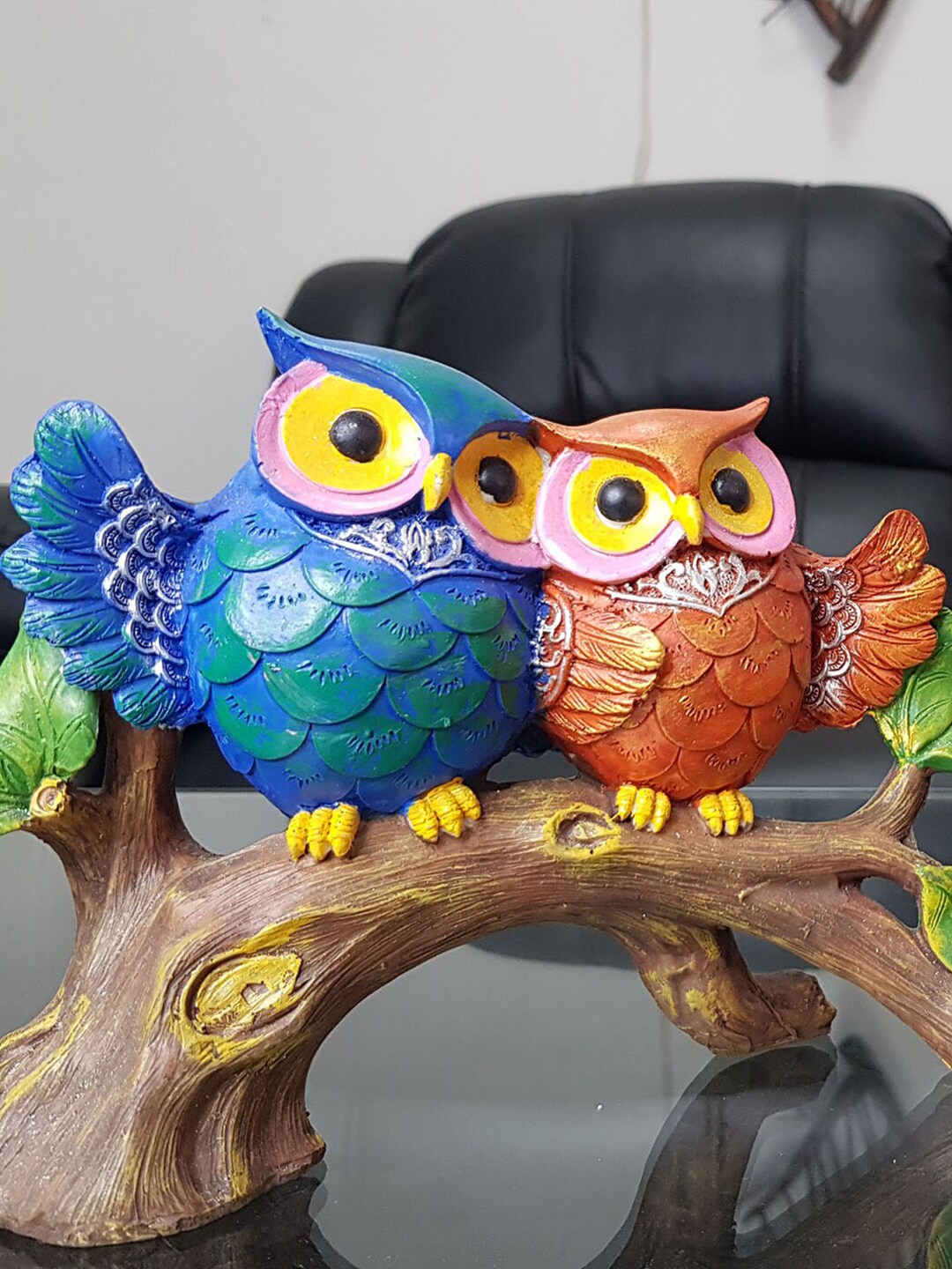 Wonderland Brown Two owls on Branch Home & Garden Accessory Price in India