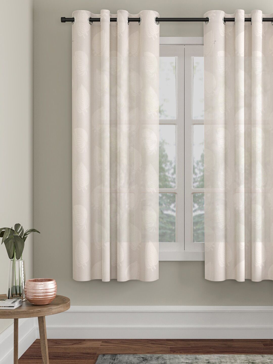 HOSTA HOMES White Floral Window Curtain Price in India