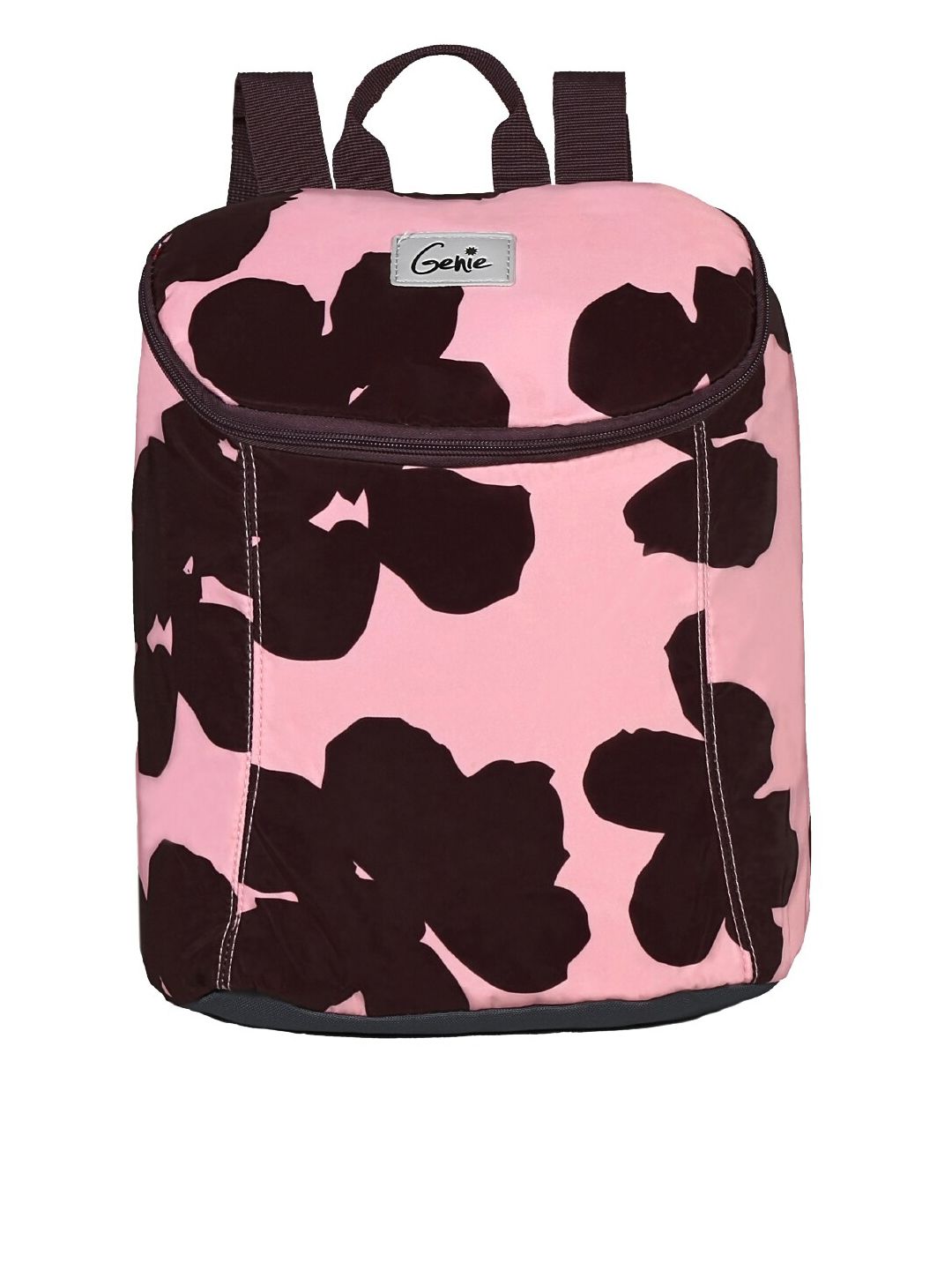 Genie Women Pink & Brown Floral Printed Water Resistant Backpack Price in India