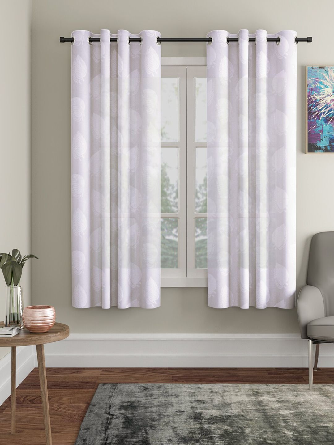 HOSTA HOMES White Set of 2 Floral Window Curtain Price in India