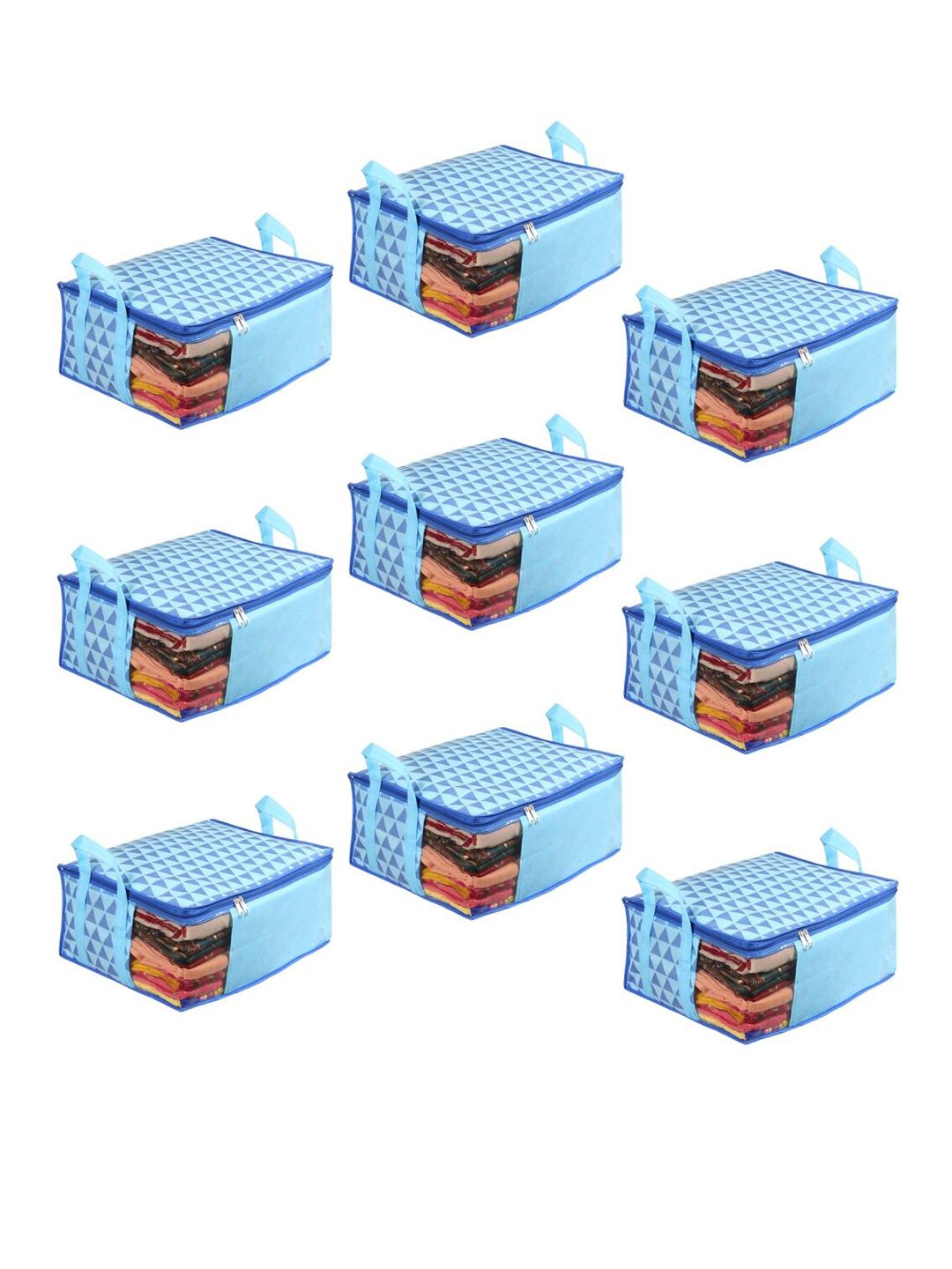 prettyKrafts Set Of 9 Blue & White Printed Saree Organisers Price in India