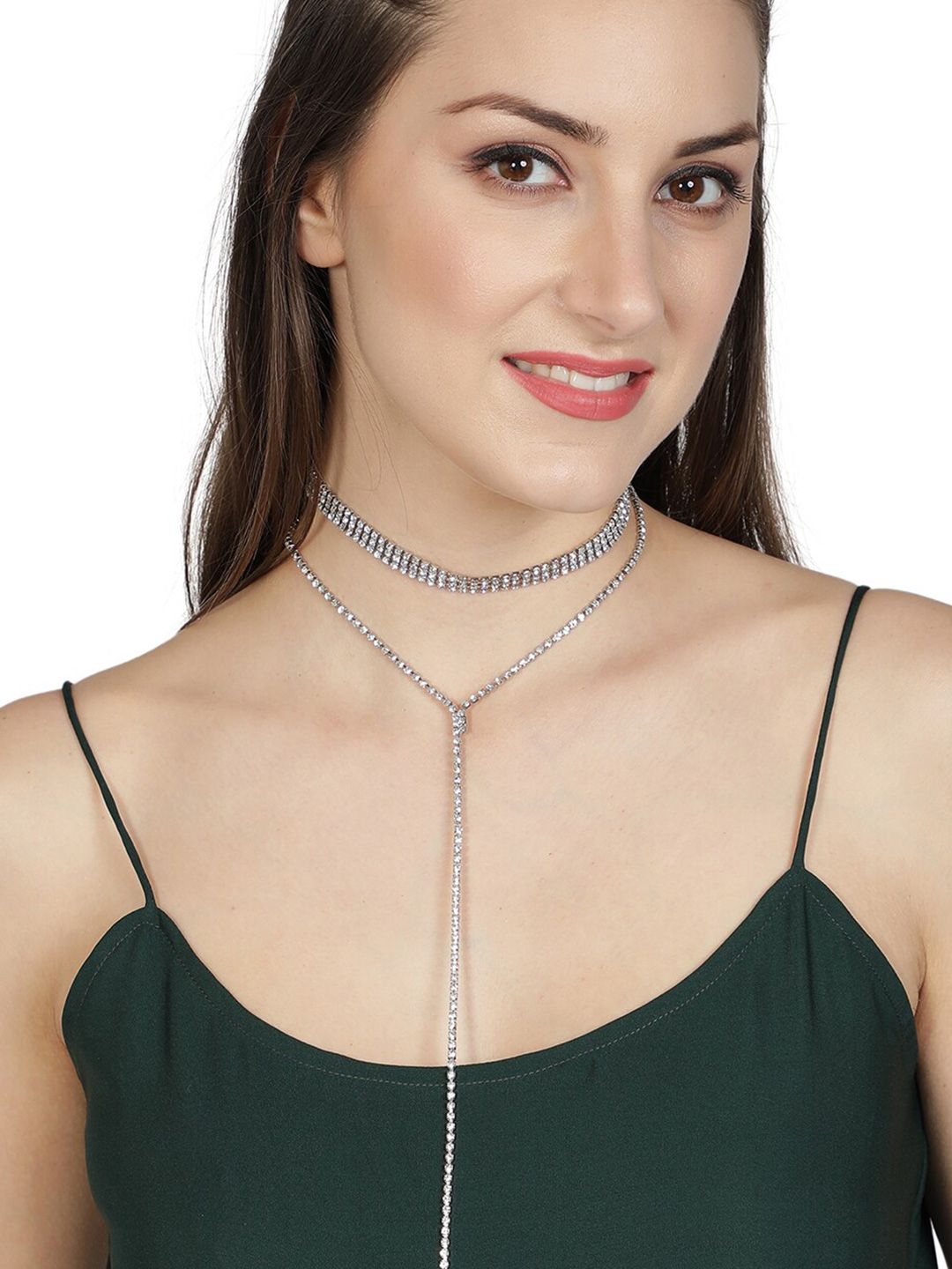 AQUASTREET Silver-Plated Tasselled Choker Necklace Price in India