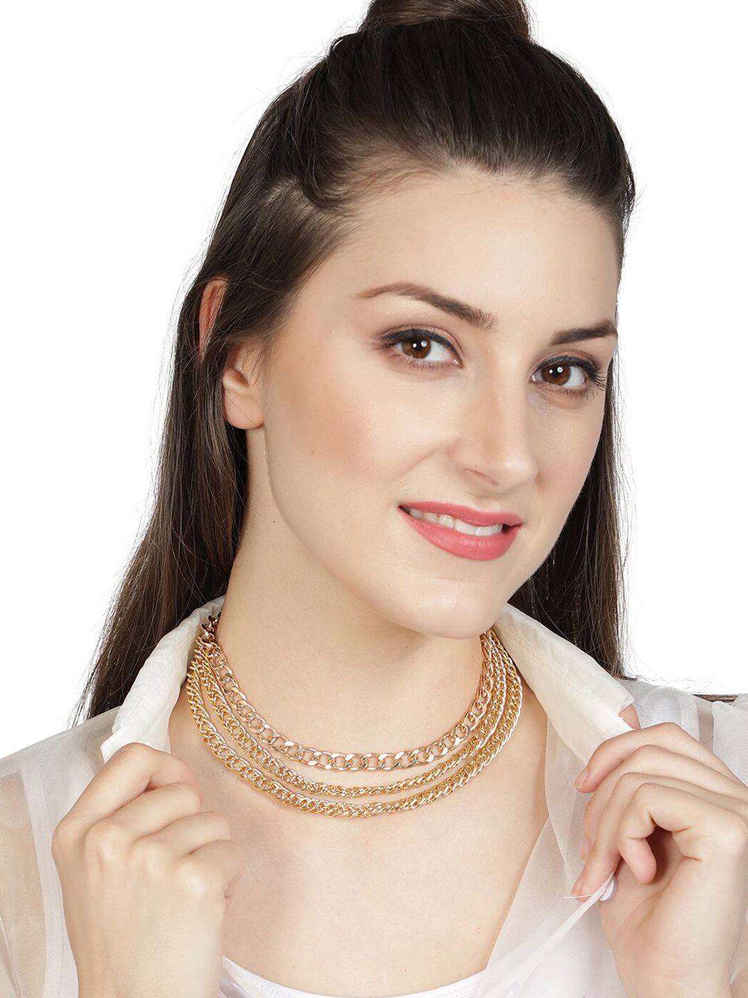 AQUASTREET Gold-Plated Layered Necklace Price in India