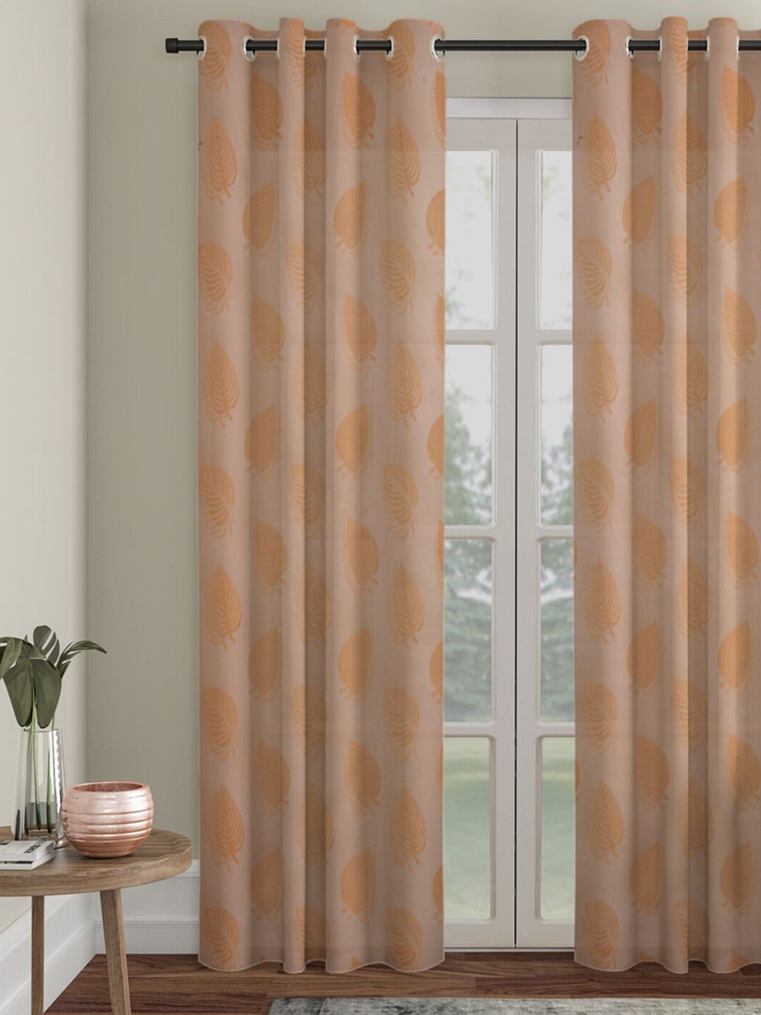 HOSTA HOMES Brown Floral Window Curtain Price in India