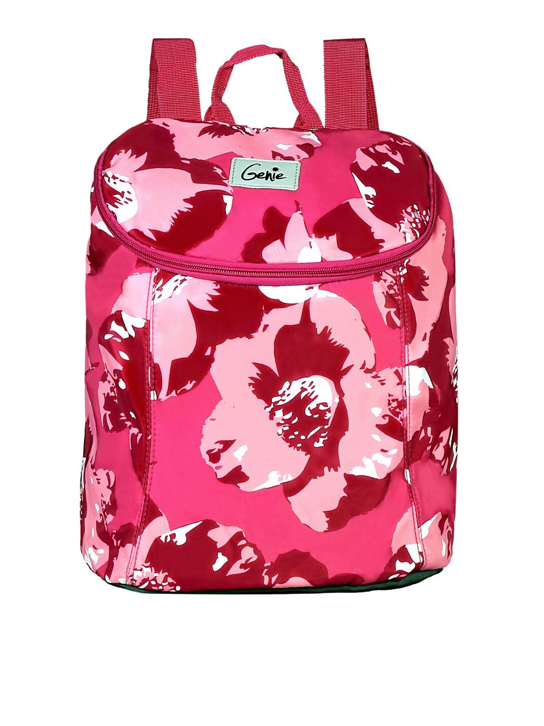 Genie Women Pink & Red Printed Backpack Price in India