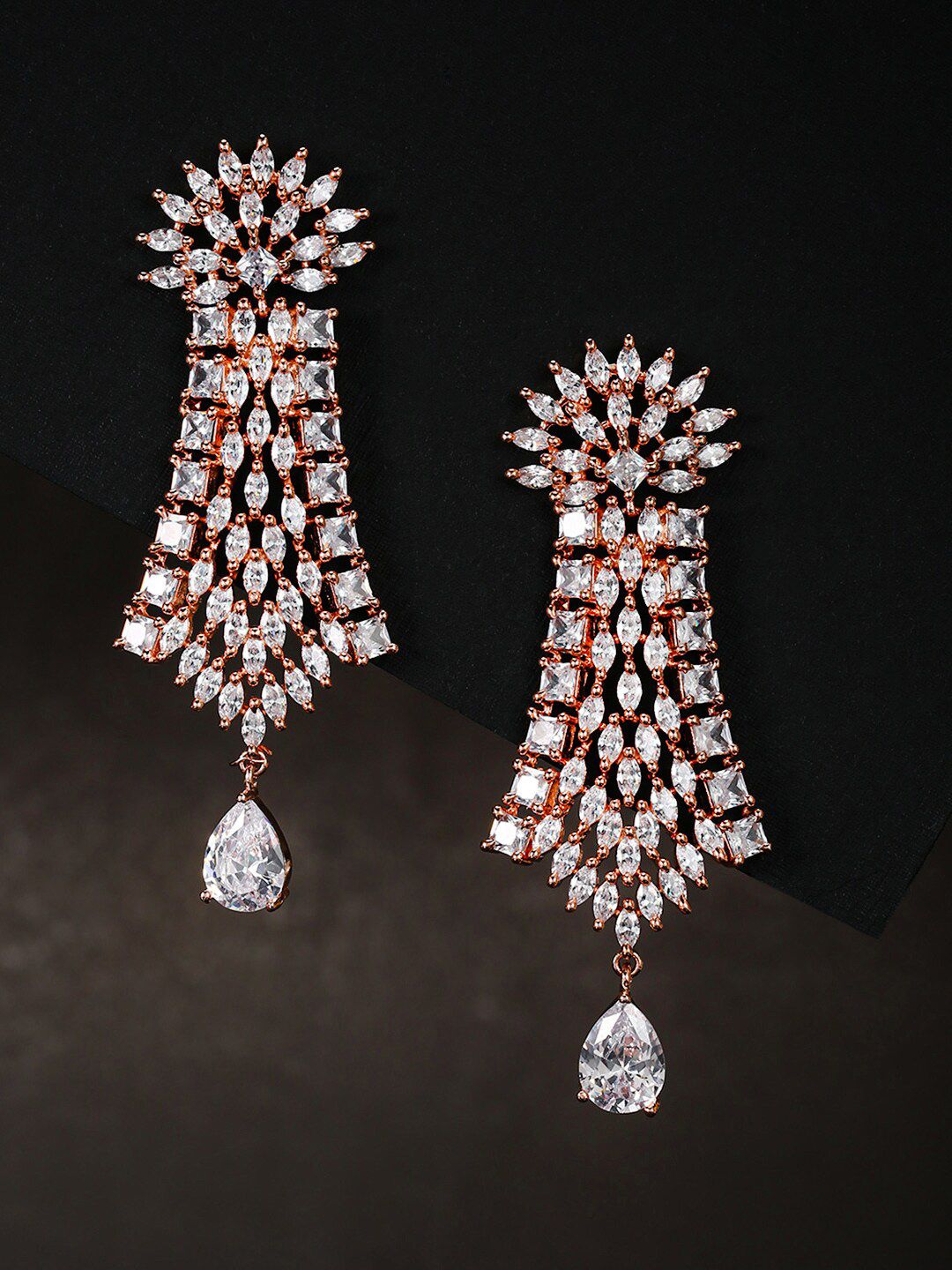 Priyaasi Rose Gold Contemporary Drop Earrings Price in India