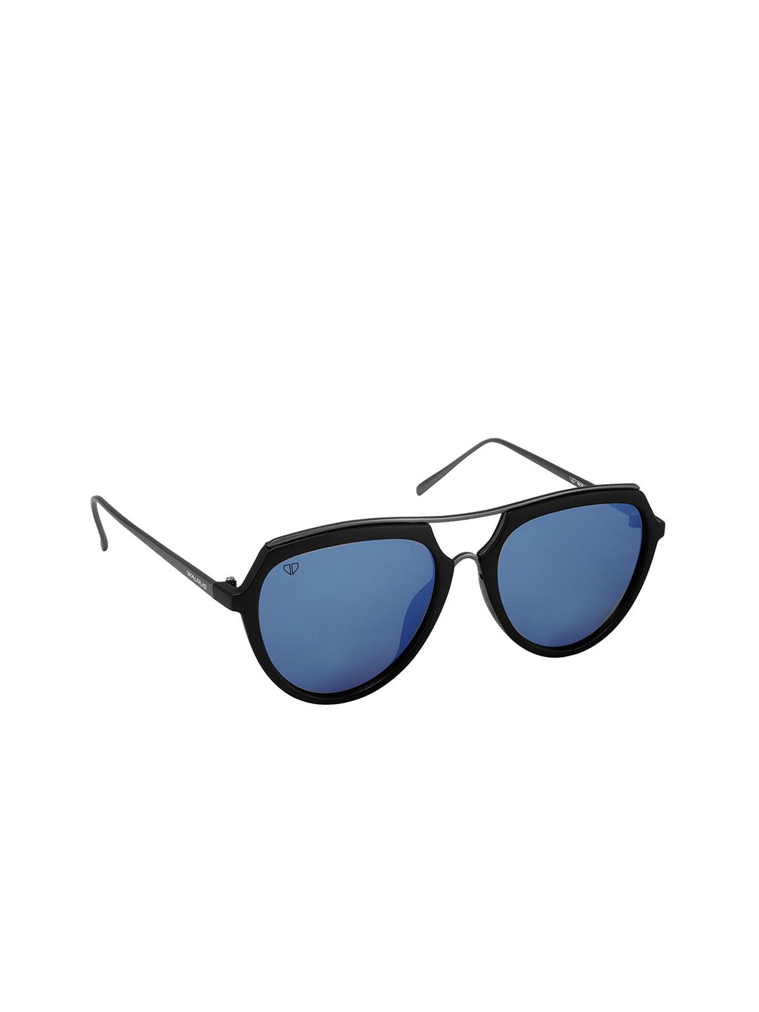 Walrus Men Blue Lens & Black Oval Sunglasses with UV Protected Lens WSGM-CRN-030218