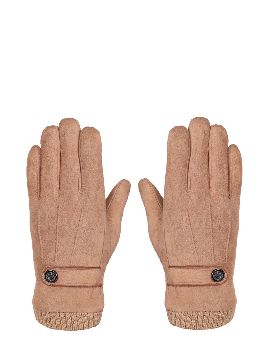 FabSeasons Women Brown Solid Synthetic Winter Gloves With Faux Fur On The Inner Side Price in India