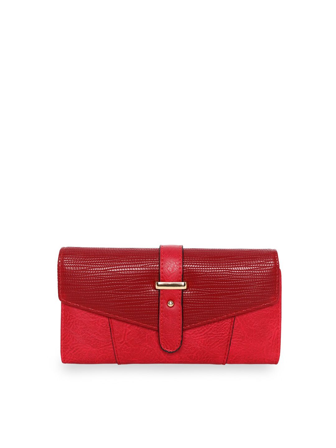 GIO COLLECTION Women Red & Maroon Textured PU Two Fold Wallet Price in India