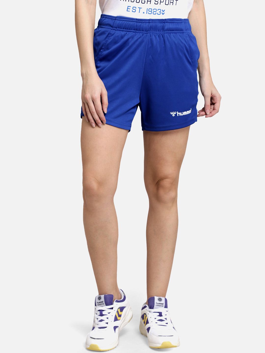 hummel Women Blue Mid-Rise Outdoor Sports Shorts Price in India